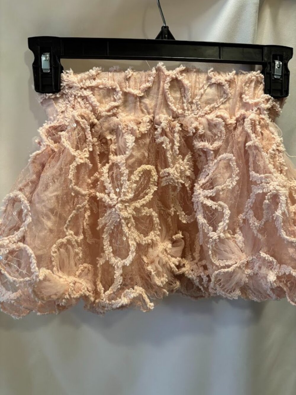 NWOT ZARA Kids Pale Peach Color Intricate Floral Lace Skirt - Size 7